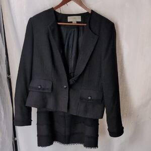 Sag Harbor Classic Dark Gray/Nlack Women's Blazer With Skirt